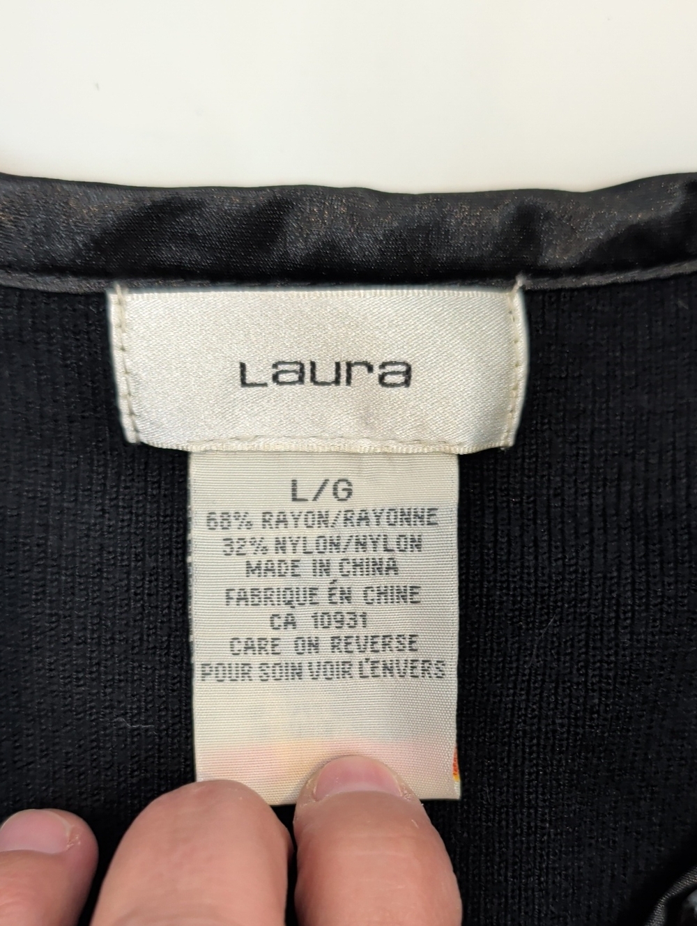 Laura Black Satin Trim Rhinestone Button Knit Sweater Large NWT - Picture 10 of 15